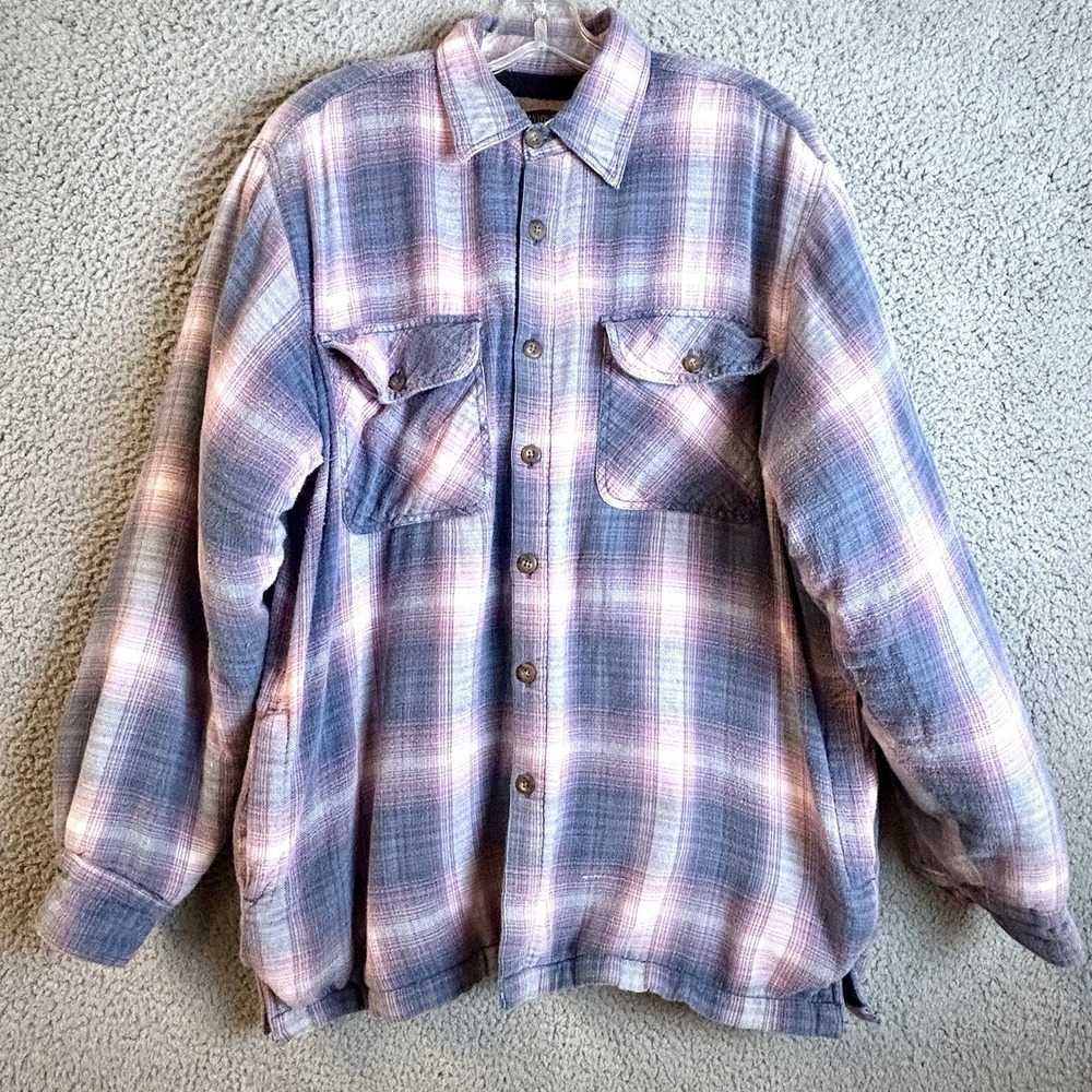 Canyon Guide Vintage Lined Flannel Shacket Men's Size Large Pink Shadow Plaid
